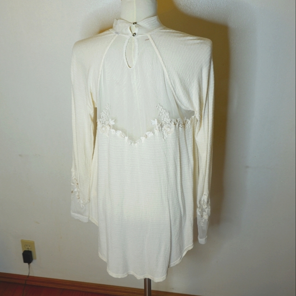 S) Free People Saheli Mock Neck Long Sleeve Top